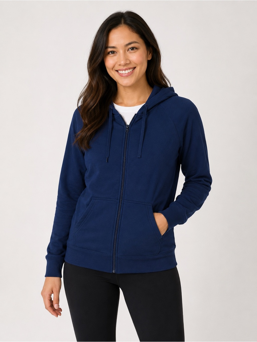 St. John's Bay Navy Zip Hoodie fleece lined size medium women’s